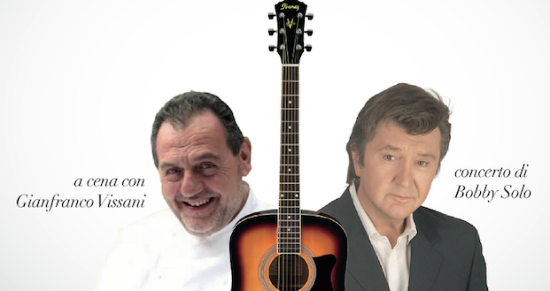 Jubatti con Gianfranco Vissani e Bobby Solo alla “cena spettacolo” del Teatro Nervi